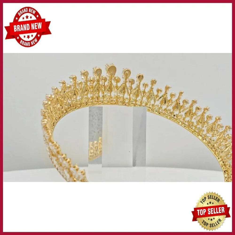 Platinum Plated Cubic Zirconia Tiara Crown for Weddings Proms Pageants
